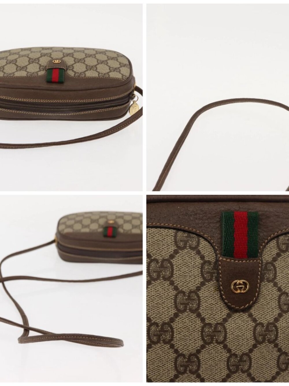 GUCCI GG Supreme Web Sherry Line Bag PVC Beige 007 58 6112 4023 Auth 148252 - Picture 16 of 16
